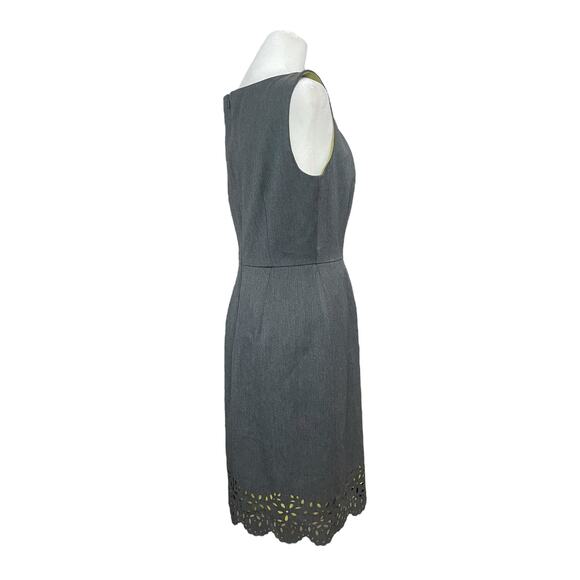 Muse Women's Sheath Dress‎ Size 6 Gray Green Silk Eyelets Career Sophisticated - Picture 7 of 9